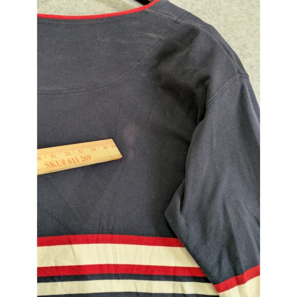 Dockers Cardigan Men’s 1X Black Vintage Golf Sweater with Blue Stripe V Neck - Picture 13 of 15
